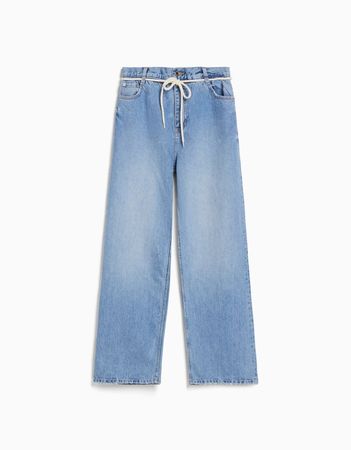 Straight-fit jeans with an elasticated waistband - Jeans - Woman | Bershka