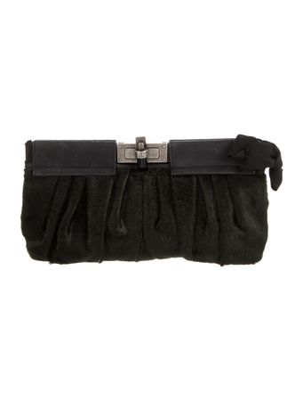 Lanvin Ruffle Clutch - Grey Clutches, Handbags - LAN170719 | The RealReal