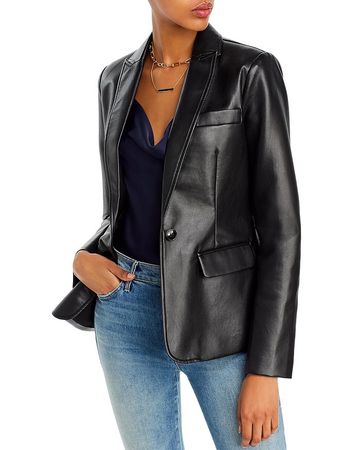 AQUA Faux Leather Blazer - 100% Exclusive | Bloomingdale's