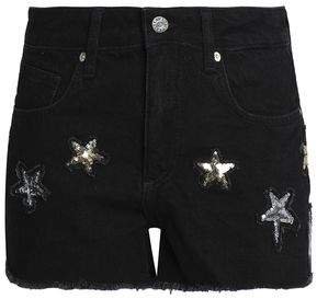 Sequin-embellished Denim Shorts
