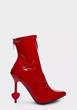 Patent Heart Heel Boots - Red – Dolls Kill