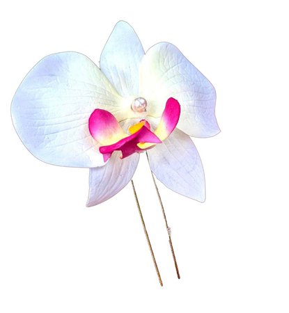Claire | Tropical Silk Bridal Orchid Hair Pins With Swarovski Pearls