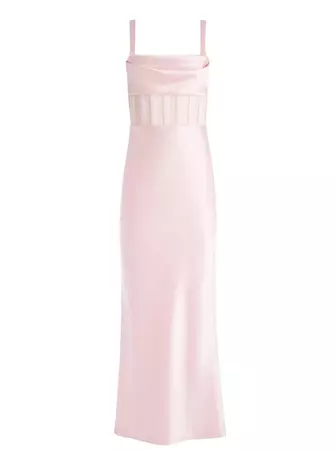 Valentina Draped Corset Maxi Dress In Pink Lace | Alice And Olivia
