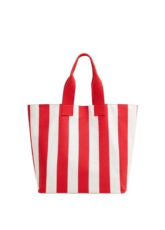 MANGO Striped shopper bag