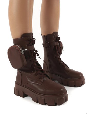 brown lace up calf boots