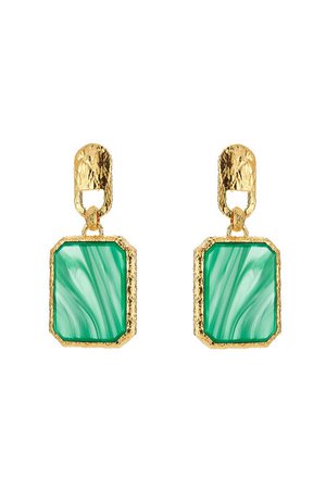 Balenciaga - Square Stone Earrings - green