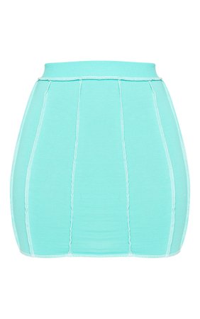 Shape Aqua Contrast Seam Detail Bodycon Skirt | PrettyLittleThing USA