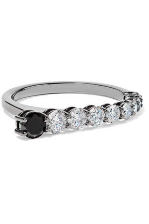 Melissa Kaye | Aria 18-karat blackened white gold diamond ring | NET-A-PORTER.COM