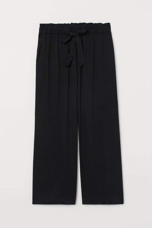 H&M+ Wide-cut Paper-bag Pants - Black