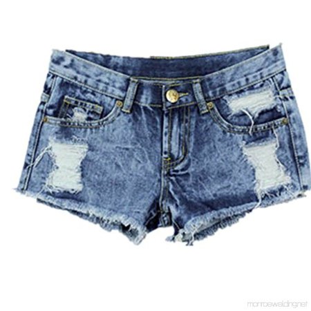 JUNNEY_1PC Women Summer Fashion Vintage Denim Low Waist Jean Shorts