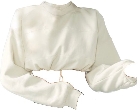 white scrunched sweatshirt