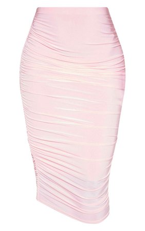 Baby Pink Second Skin Midi Skirt | Skirts | PrettyLittleThing USA