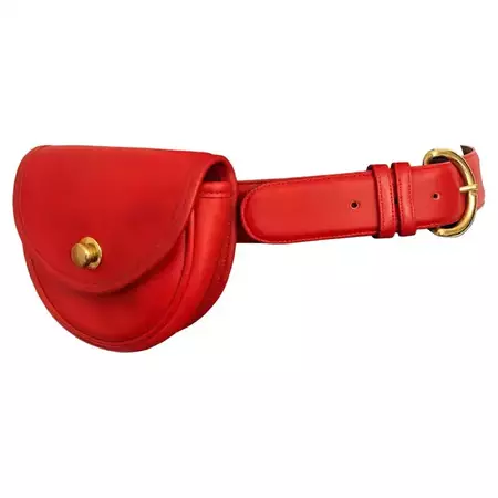 Coach - 1980s Vintage Bag + Belt Bag Set - Red Leather | 1stDibs