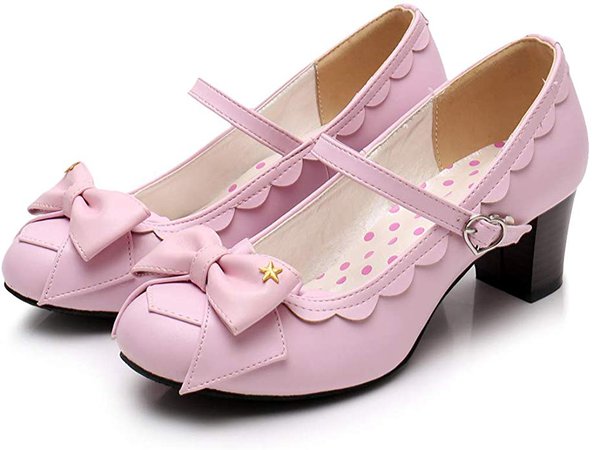 Amazon.com | Lorie & Knight Women's Mary Jane Pumps - Sweet Bow High Heel Lolita Dress Shoes | Pumps