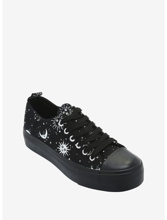 Celestial Moons & Suns Platform Lace-Up Sneakers