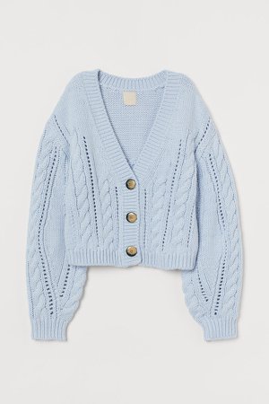 Cable-knit Cardigan - Blue