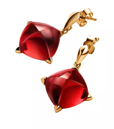 Baccarat Gold Vermeil Medicis Red Mirror Earrings