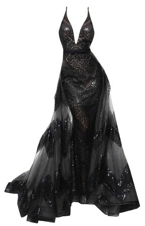 Dress long black party gown