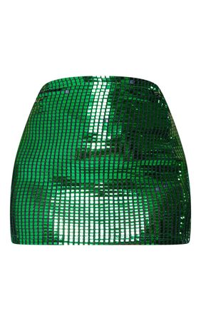 Plus Green Mirrored Sequin Bodycon Skirt | PrettyLittleThing USA