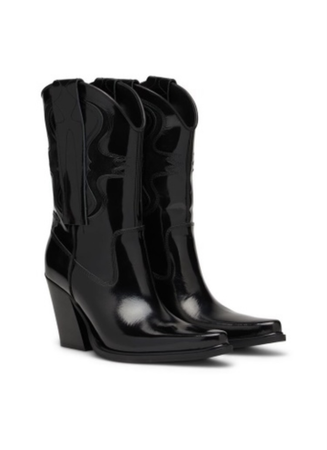 patent leather cowboy boots (black)