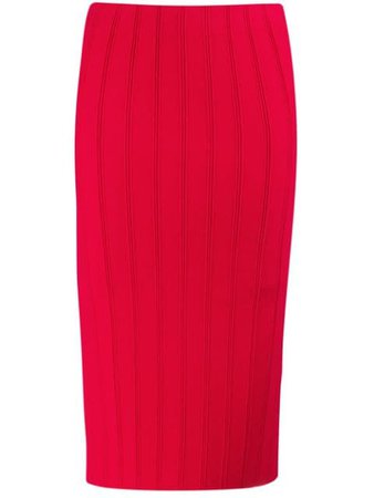 Emporio Armani Ribbed Fitted Skirt 3H2NT12M01Z Red | Farfetch