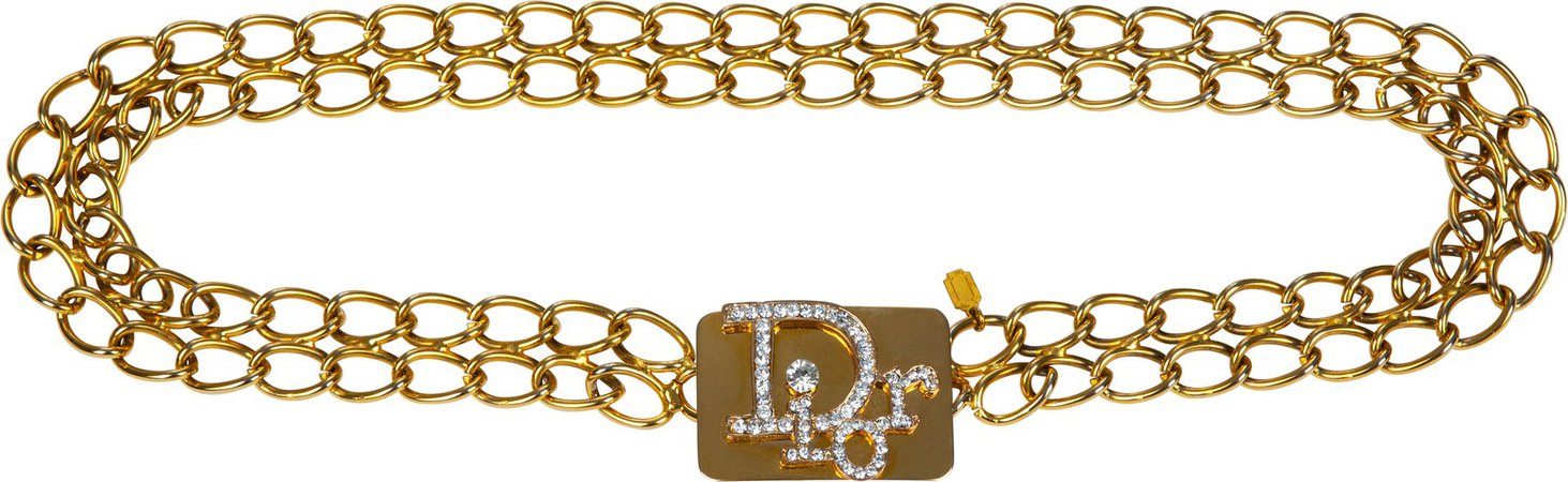 Christian Dior Swarovski Logo Chain Belt | EL CYCER