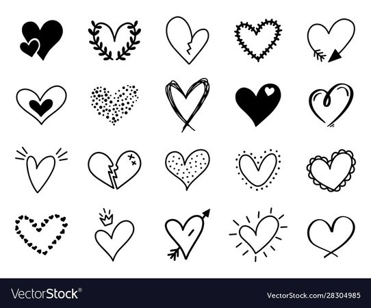 Doodle love heart loving cute hand drawn sketched Vector Image