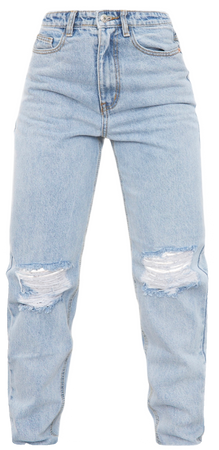 PLT- light blue wash knee rip mom jeans