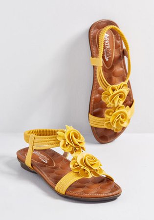 Walking and Wowing T-Strap Sandal Yellow | ModCloth