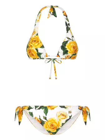 Dolce & Gabbana Yellow Rose Triangle Bikini Set - Farfetch