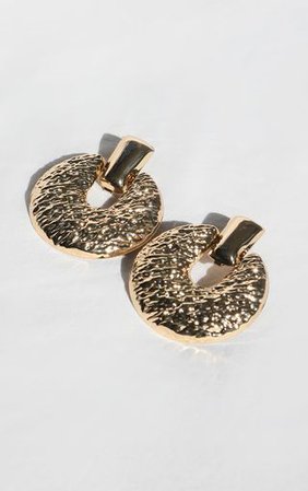Gold Oversized Textured Hoop Earring | PrettyLittleThing