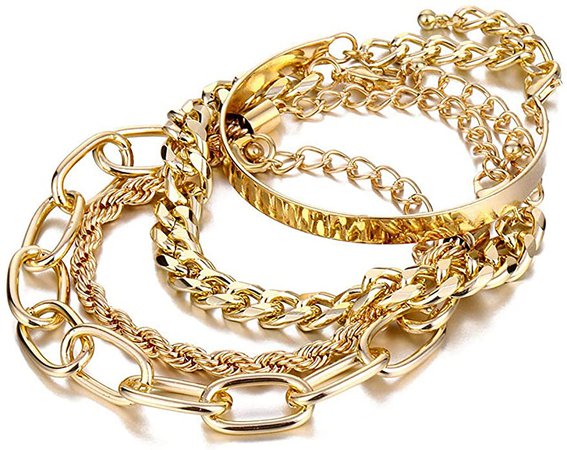 Amazon.com: IFKM Gold Bracelets for Women, 14K Gold Plated Dainty Layered Chain Bracelets Adjustable Cute Bangle Link Bracelet Set (4 PCS Gold Plated): Clothing, Shoes & Jewelry