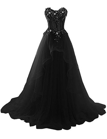 Amazon.com: Maricopyjam Women's Applique Sweetheart Sheer Waist Fishbone Symmetrical Peplum Long Prom Dress: Clothing