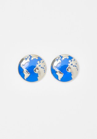 Globe Charm Earrings Silver | Dolls Kill