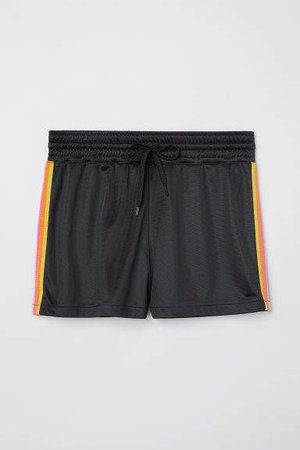 Shorts with Side Stripes - Black