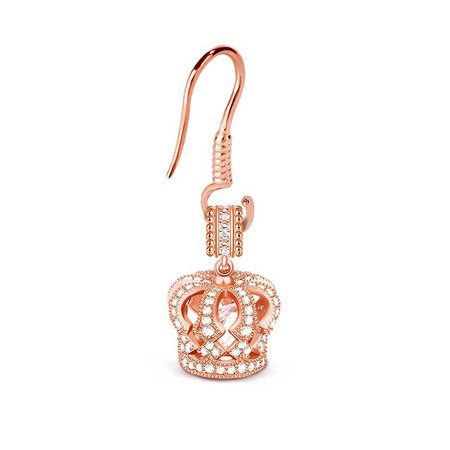 Gnoce "You Are The Queen" S925 Sterling Silver 18k Rose Gold Plated Crown Pendant Earring With CZ - Gnoce Jewelry