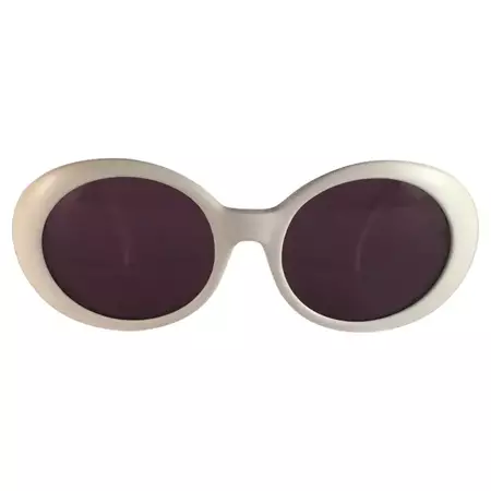 New Vintage Alain Mikli Oval White 3185 Made in France Sunglasses 1980''s For Sale at 1stDibs