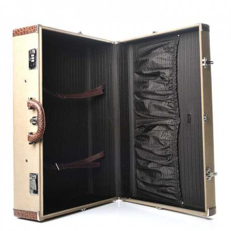 PRADA Jacquard Logo Crocodile Trim Suitcase Corda Tabacco 242675