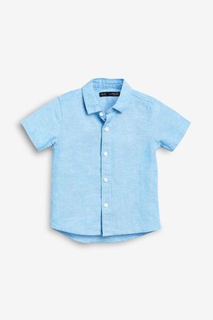 Buy Blue Short Sleeve Linen Mix Shirt (3mths-7yrs) from the Next UK online shop