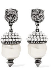 Alexander McQueen | Palladium and gold-plated crystal and pearl ear cuff | NET-A-PORTER.COM