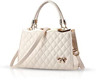 white quilted hand bag