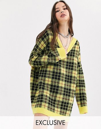 COLLUSION oversized v neck check sweater | ASOS