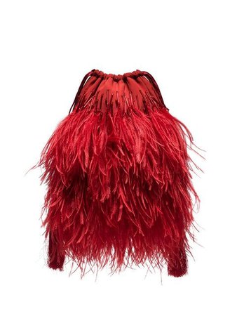 Ostrich feather pouch