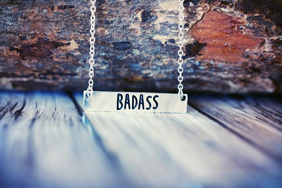Silver Badass Bar Necklace
