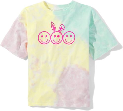 Sugar and Jade Girls' Teen Short Sleeve Oversized Graphic T-Shirt, Rainbow TIE DYE, XXLarge (20/22): Clothing, Shoes & Jewelry