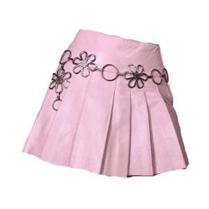 Pink Silver Flower Belt Skirt PNG