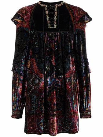 ETRO Velvet Paisley Dress - Farfetch