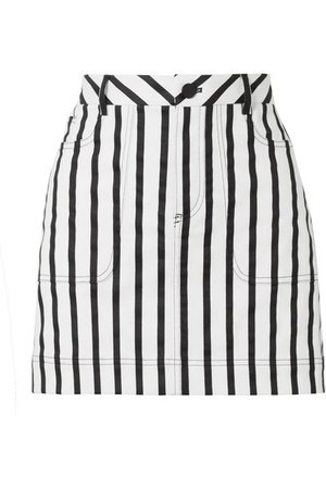 Alice + Olivia Gail striped cotton-blend twill mini skirt