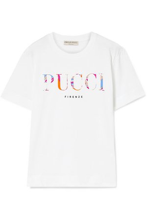 Emilio Pucci | Appliquéd cotton-jersey T-shirt | NET-A-PORTER.COM