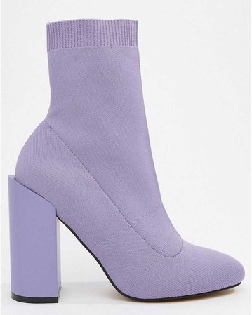 purple sock heeled boots